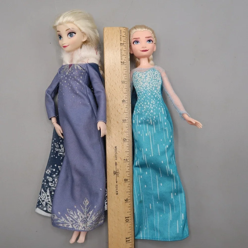 Disney Princess Fashion Doll Frozen Elsa Sparkly Blue‎ Dress Lot of 2 Toy